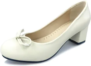 Classic Block Heel Round Toe Bows Slip On Women Shoes