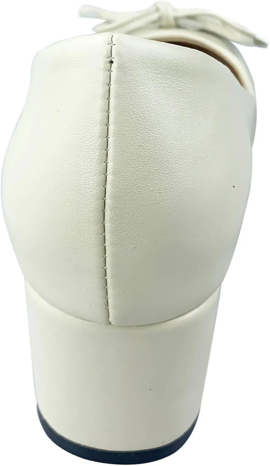 Classic Block Heel Round Toe Bows Slip On Women Shoes