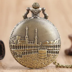 Classic Castle Building Quartz Pocket Watch
