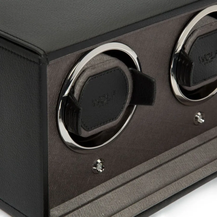 Cub Double Watch Winder with Cover in Black