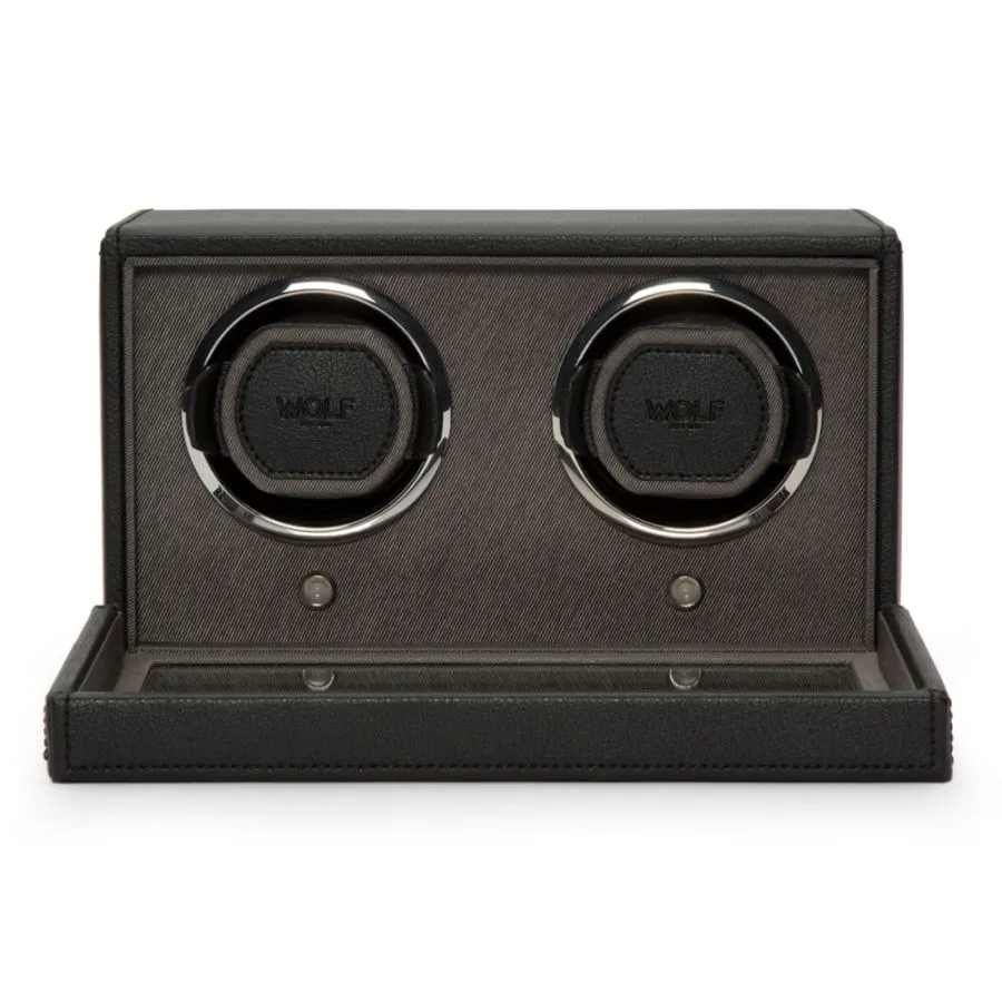 Cub Double Watch Winder with Cover in Black