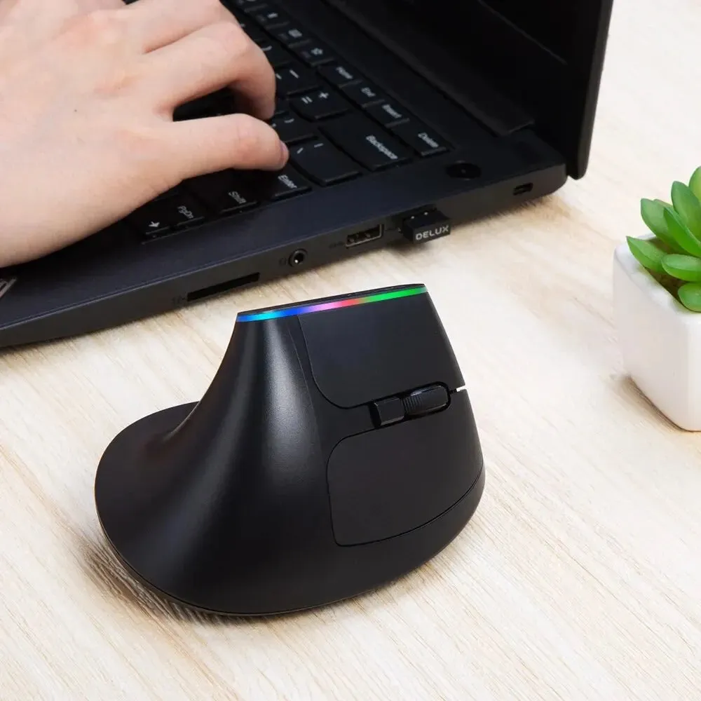 Delux M618c Wireless Gaming Mouse Rgb Ergonomic 6 Buttons 1600 Dpi Usb Receiver