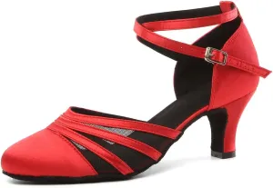 DKZSYIM Women's Latin Ballroom Dance Shoes Close Toe Character Modern Tango Salsa Performance Dancing Shoes,Model N189