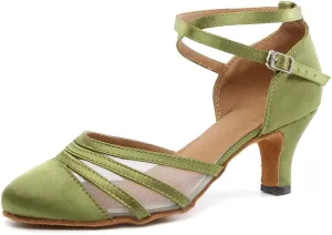 DKZSYIM Women's Latin Ballroom Dance Shoes Close Toe Character Modern Tango Salsa Performance Dancing Shoes,Model N189