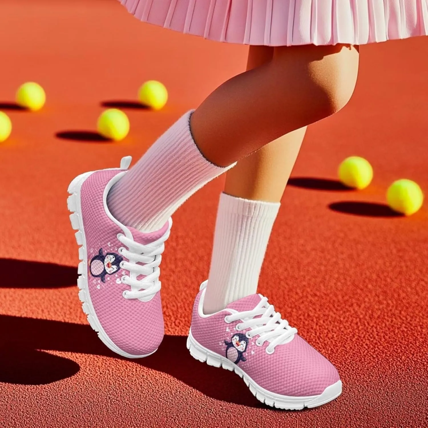 Doojoayie School Tennis Shoes for Girls Running Shoes Animal Pattern Casual Sneakers