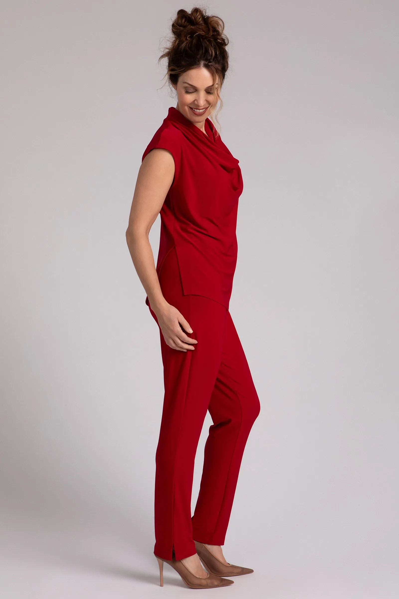 Draped Cowl Top | Red