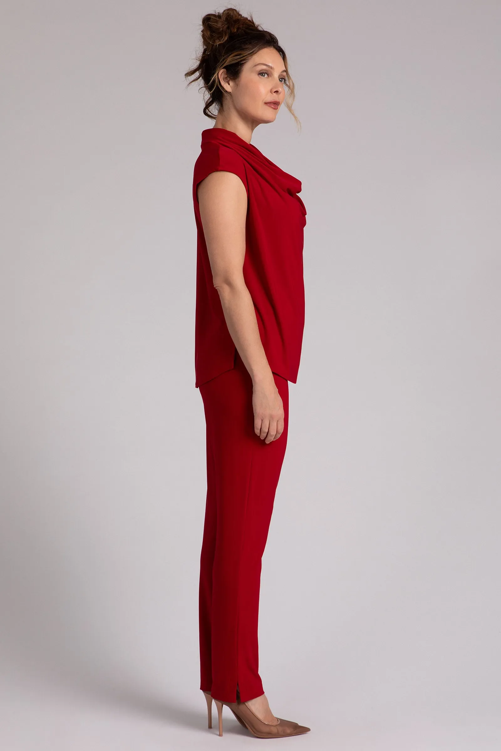 Draped Cowl Top | Red