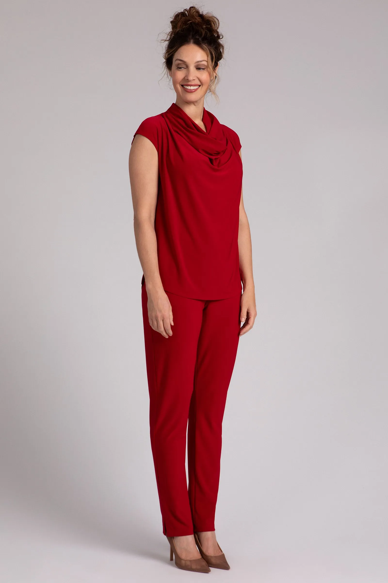 Draped Cowl Top | Red