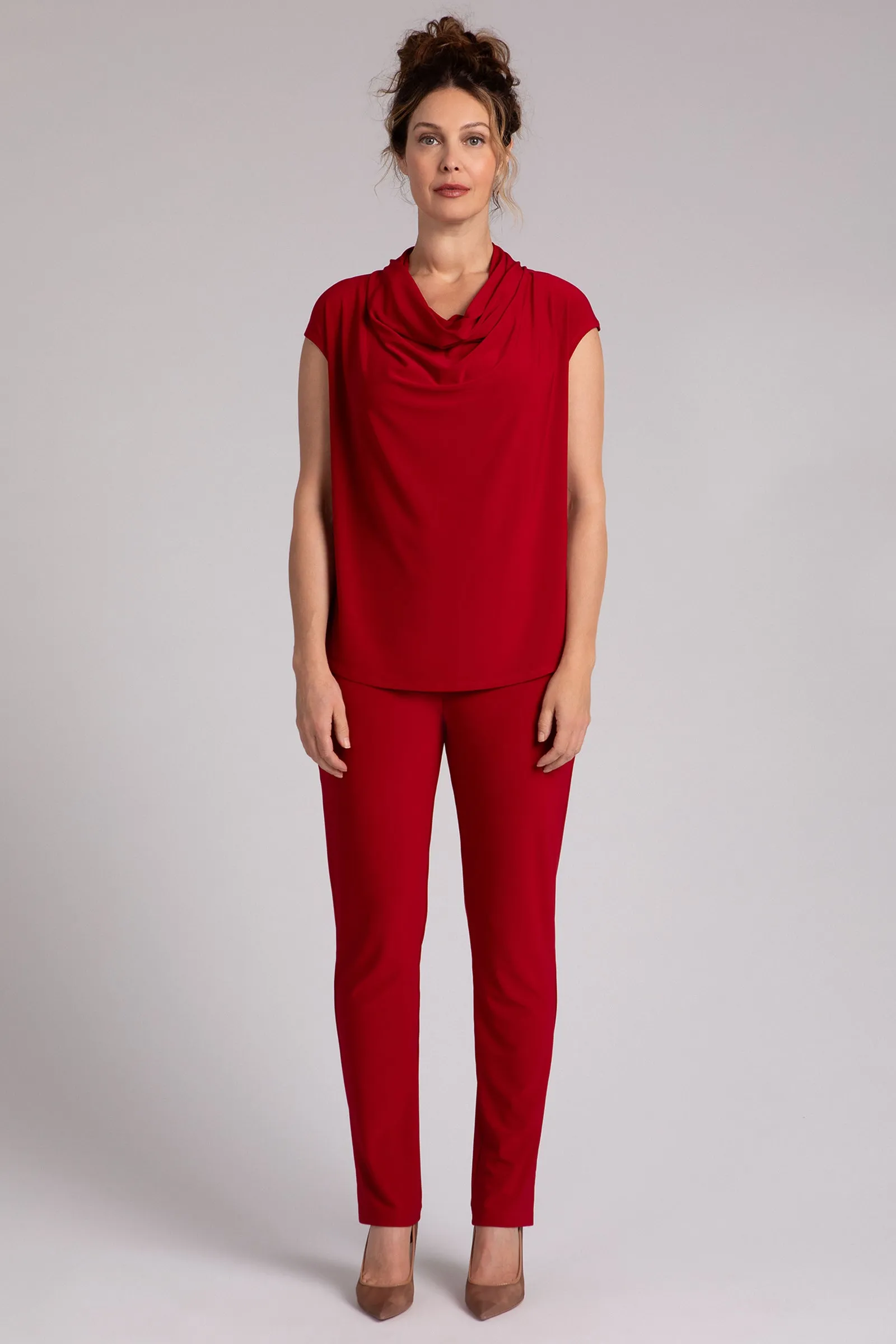 Draped Cowl Top | Red