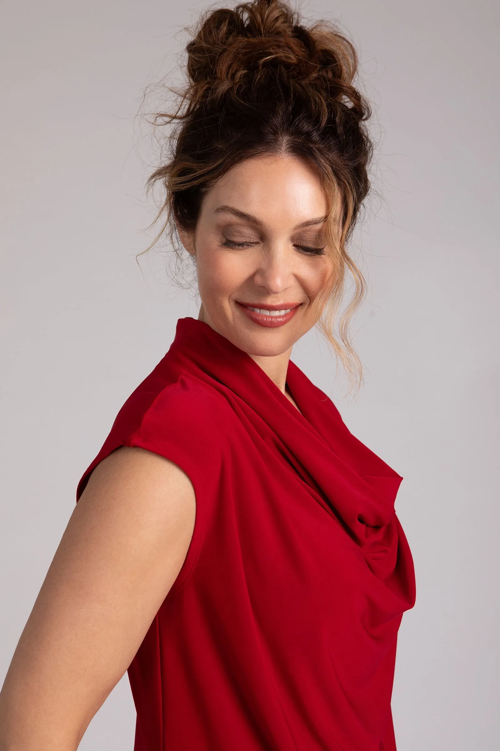 Draped Cowl Top | Red