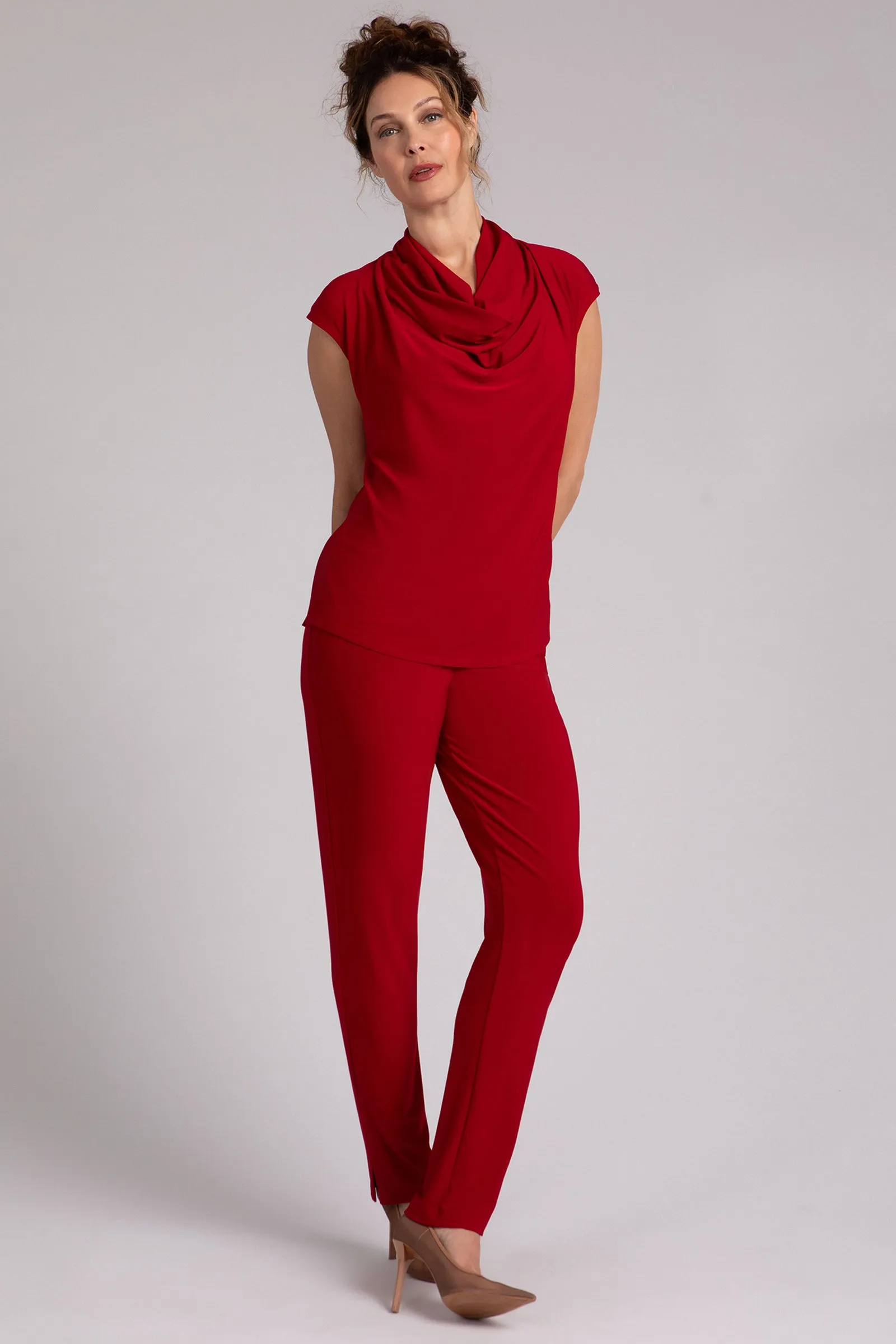 Draped Cowl Top | Red