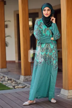 DS19-66 Green Digital Printed Stitched Lawn Fustaan  1PC