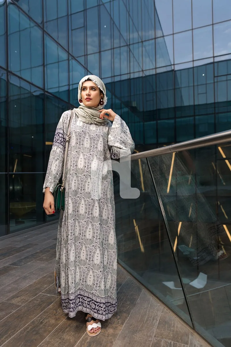DSW19-46 Off White Digital Printed Stitched Lawn Fustaan  1PC