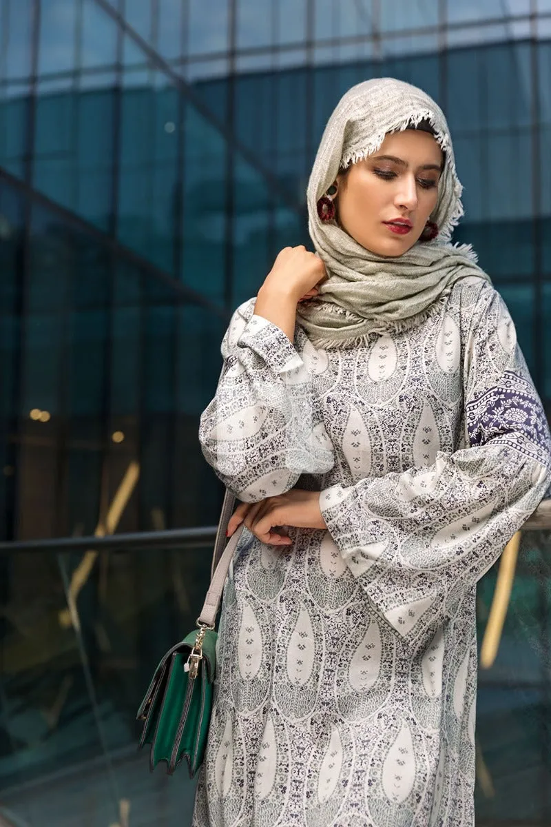 DSW19-46 Off White Digital Printed Stitched Lawn Fustaan  1PC