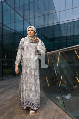 DSW19-46 Off White Digital Printed Stitched Lawn Fustaan  1PC