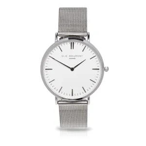 Elie Beaumont Oxford Large Silver Mesh Watch