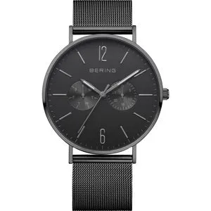 Gents Black Stainless Bracelet Watch With Black Dial