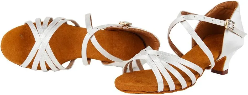 Girls Latin Dance Shoes Silk Ballroom Salsa Tango Professional Performance Practice Dancing Shoes, Model EMXGG-ZSDB