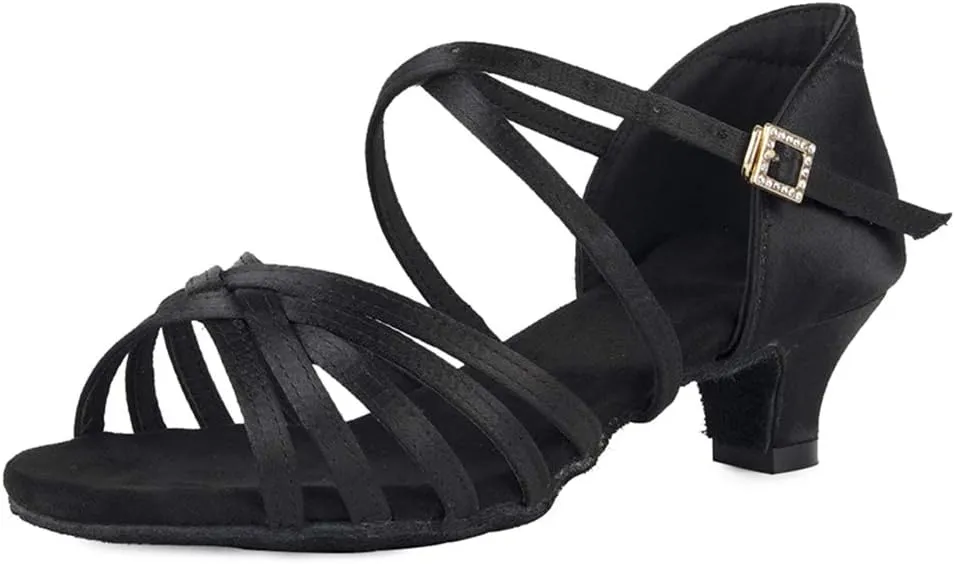 Girls Latin Dance Shoes Silk Ballroom Salsa Tango Professional Performance Practice Dancing Shoes, Model EMXGG-ZSDB