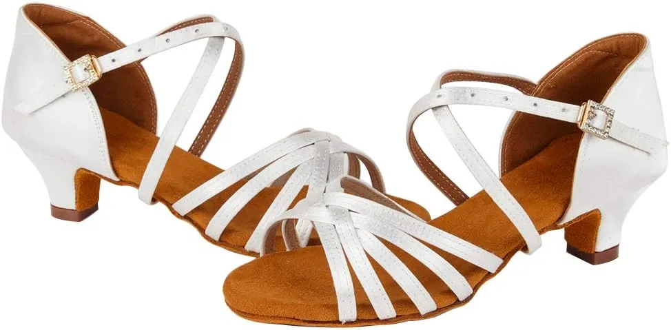 Girls Latin Dance Shoes Silk Ballroom Salsa Tango Professional Performance Practice Dancing Shoes, Model EMXGG-ZSDB