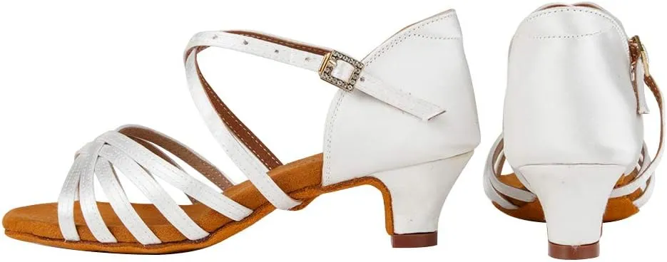 Girls Latin Dance Shoes Silk Ballroom Salsa Tango Professional Performance Practice Dancing Shoes, Model EMXGG-ZSDB