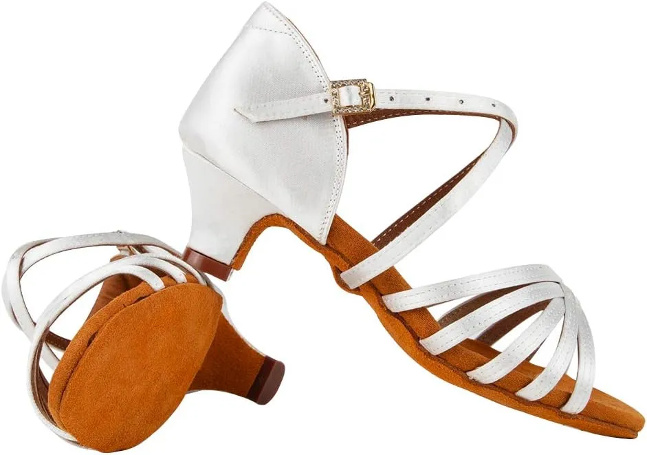 Girls Latin Dance Shoes Silk Ballroom Salsa Tango Professional Performance Practice Dancing Shoes, Model EMXGG-ZSDB