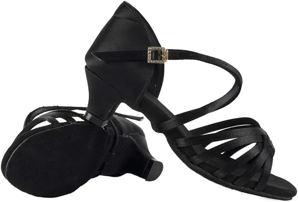 Girls Latin Dance Shoes Silk Ballroom Salsa Tango Professional Performance Practice Dancing Shoes, Model EMXGG-ZSDB