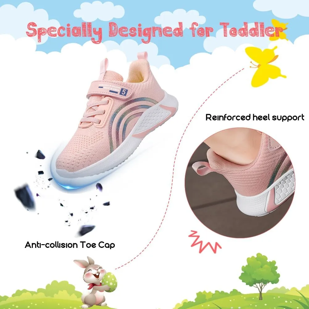 Girls Sneakers Glitter Tennis Shoes Lightweight Non-Slip Running Walking Shoes for Toddler/Little Kid/Big Kid