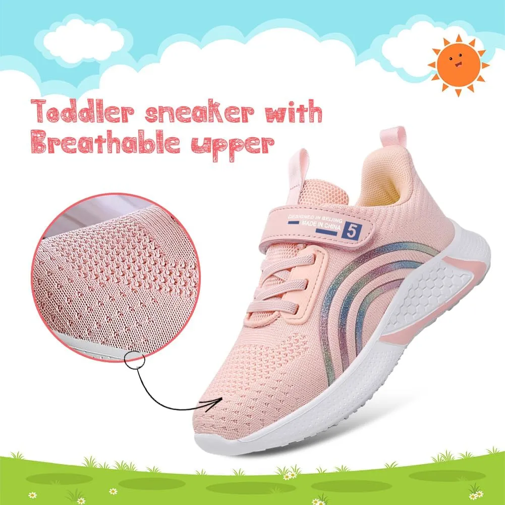 Girls Sneakers Glitter Tennis Shoes Lightweight Non-Slip Running Walking Shoes for Toddler/Little Kid/Big Kid