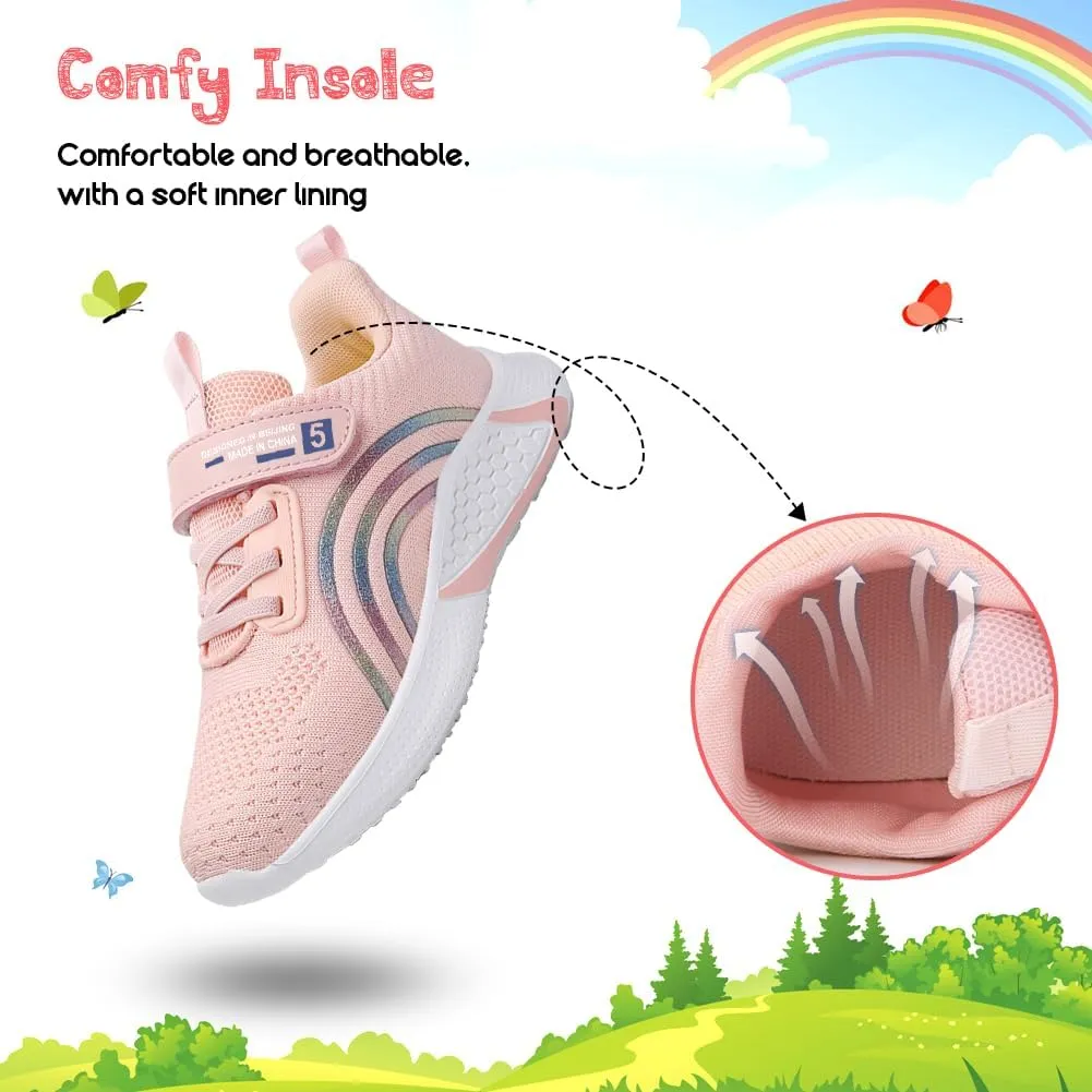 Girls Sneakers Glitter Tennis Shoes Lightweight Non-Slip Running Walking Shoes for Toddler/Little Kid/Big Kid