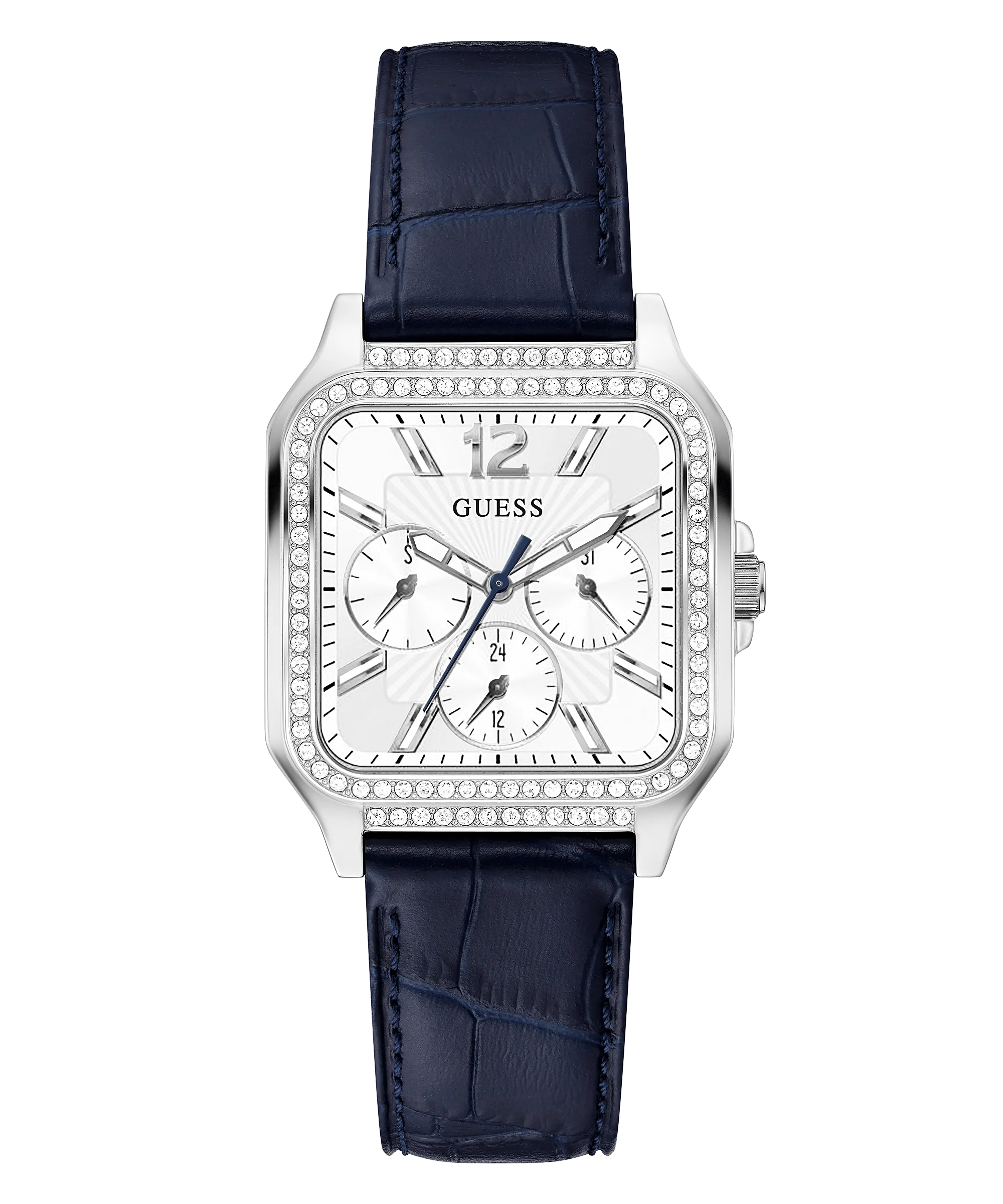 Guess GW0309L1 SILVER TONE CASE NAVY GENUINE LEATHER Women Watches