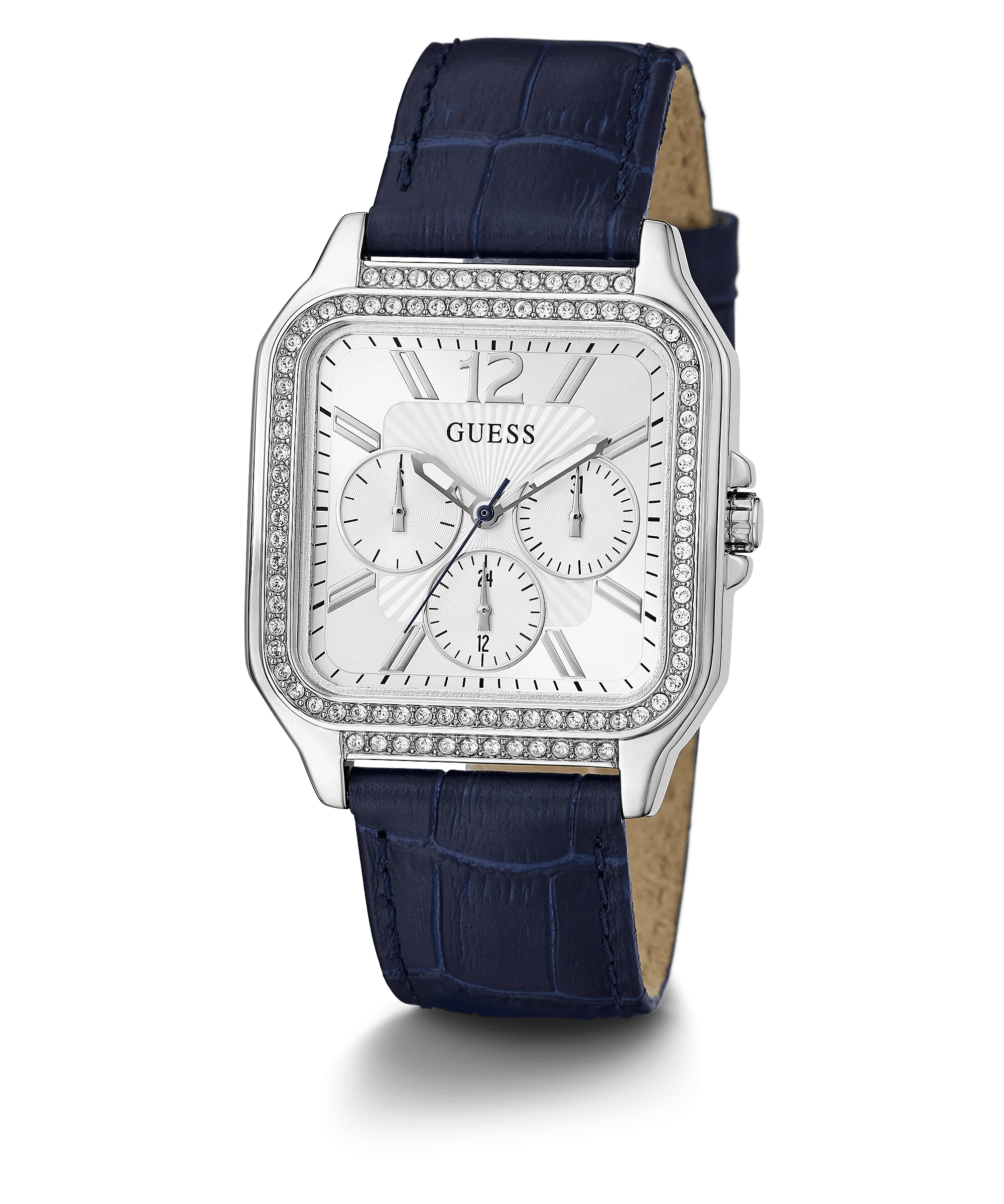 Guess GW0309L1 SILVER TONE CASE NAVY GENUINE LEATHER Women Watches