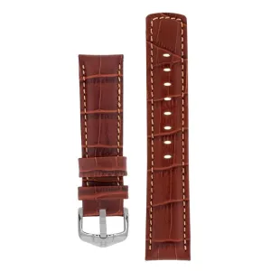 Hirsch GRAND DUKE Water-Resistant Alligator Embossed Sport Watch Strap in GOLD BROWN
