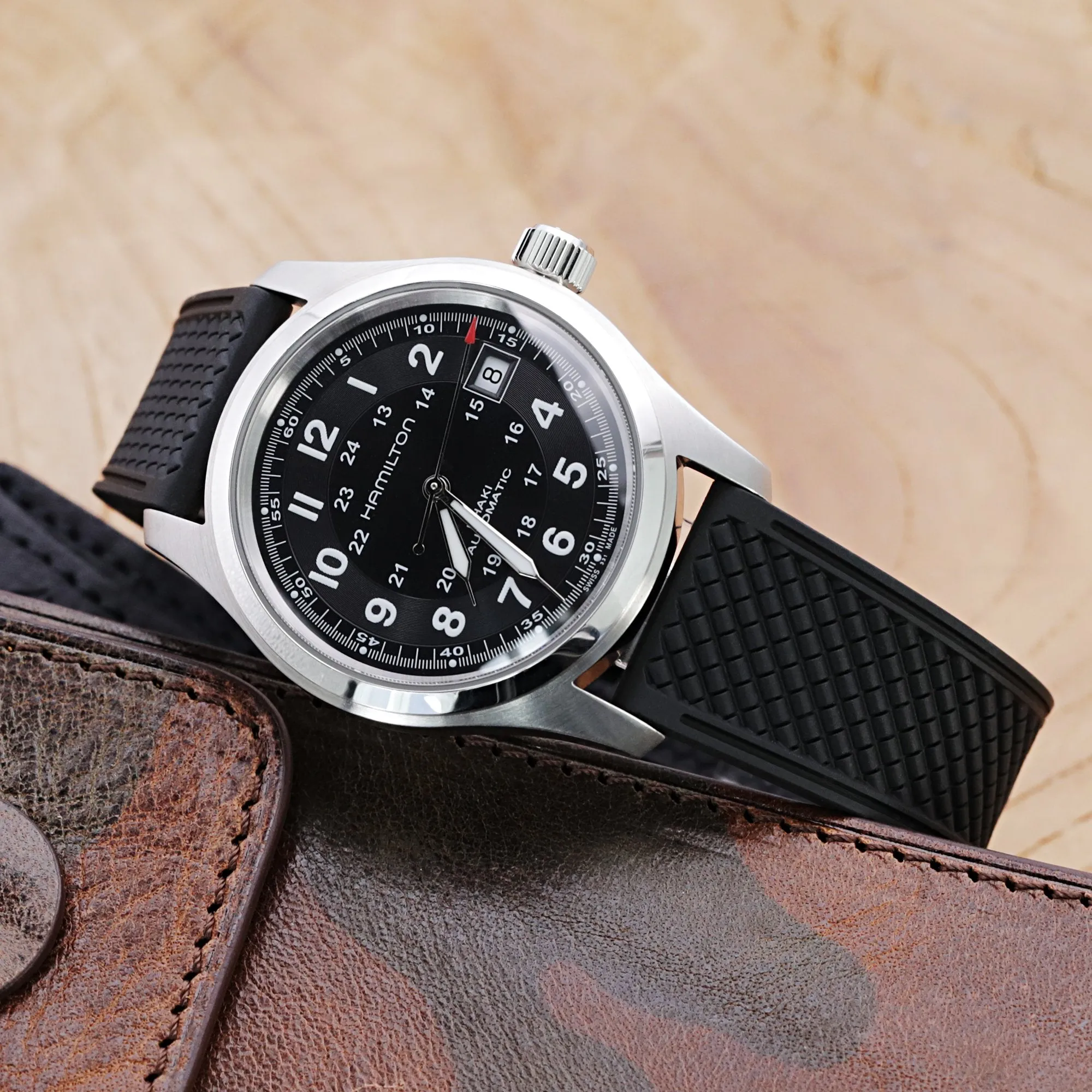 HONEY Black FKM Quick Release Rubber Strap, 20mm or 22mm