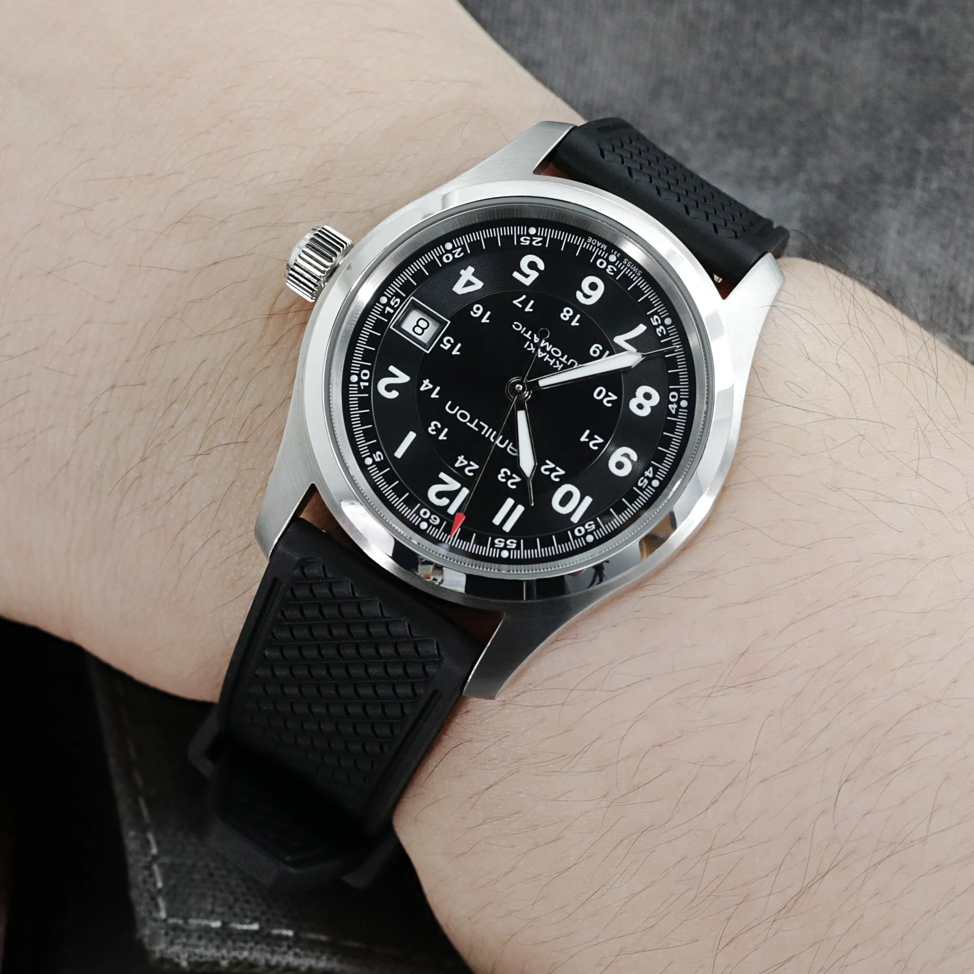 HONEY Black FKM Quick Release Rubber Strap, 20mm or 22mm