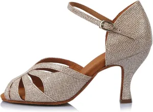 HROYL Women Rhinestone Latin Ballroom Dance Shoes Bachata Salsa Practice Performance Dance Shoes,YCL375
