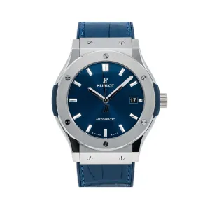 Hublot Classic Fusion Blue 511.NX.7170.LR 45MM Blue Dial With Leather Bracelet