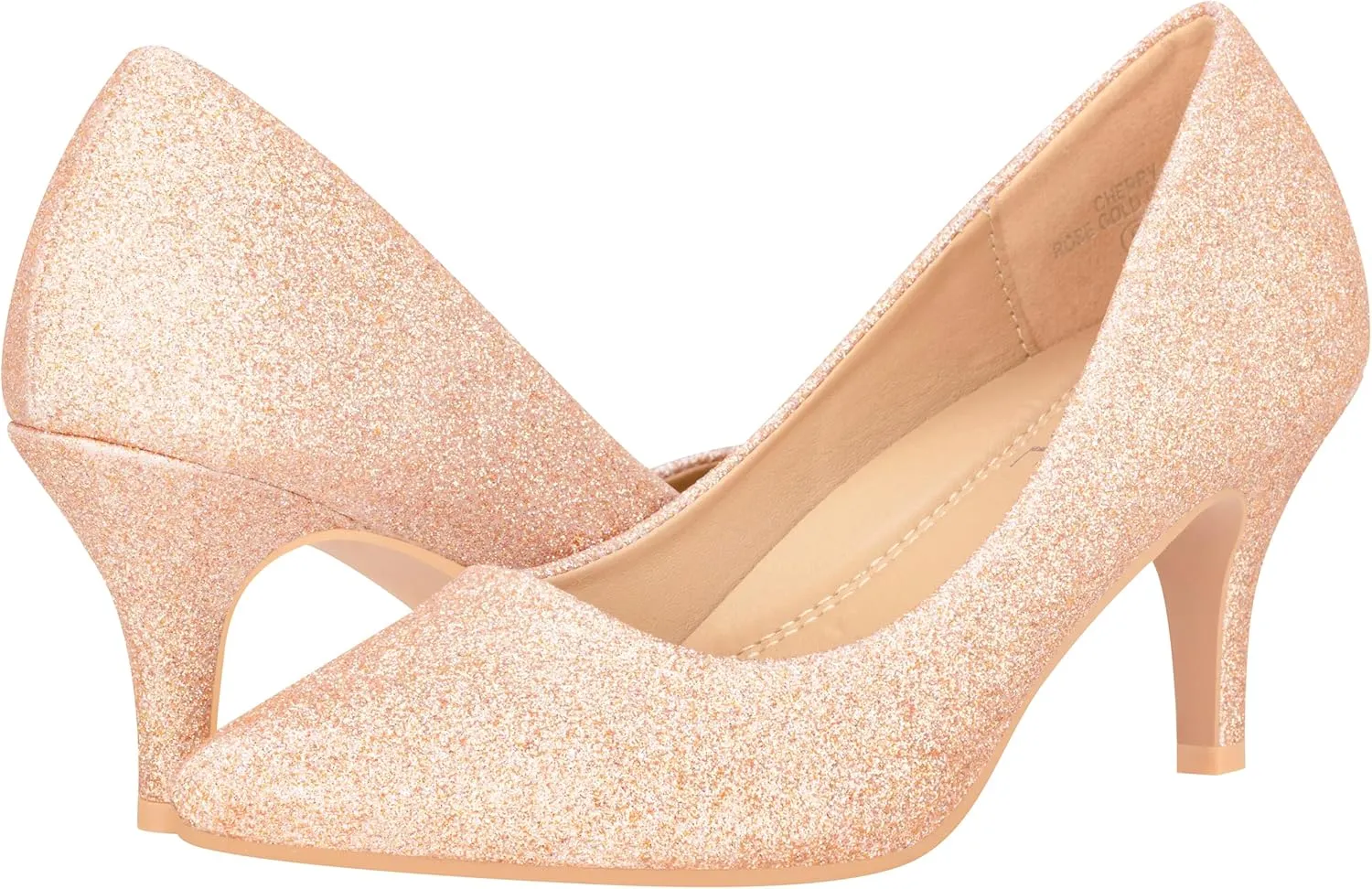 ILLUDE Classic Pointed Toe Pumps  Comfortable Low Stiletto Heel Pump Shoes  Cherry