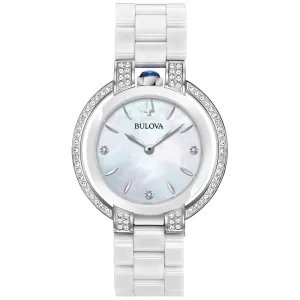 Ladies' Bulova Rubaiyat Diamond White Ceramic Watch | 35mm | 98R265