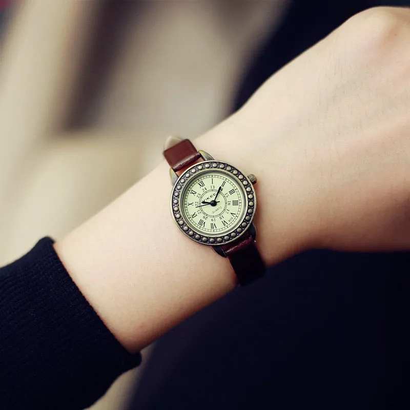 Ladies designer vintage leather women bracelet watches retro