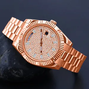 LUXURIOUS HIP HOP METAL TIMEPIECE EMBELLISHED WITH SPARKLING CZ STONES