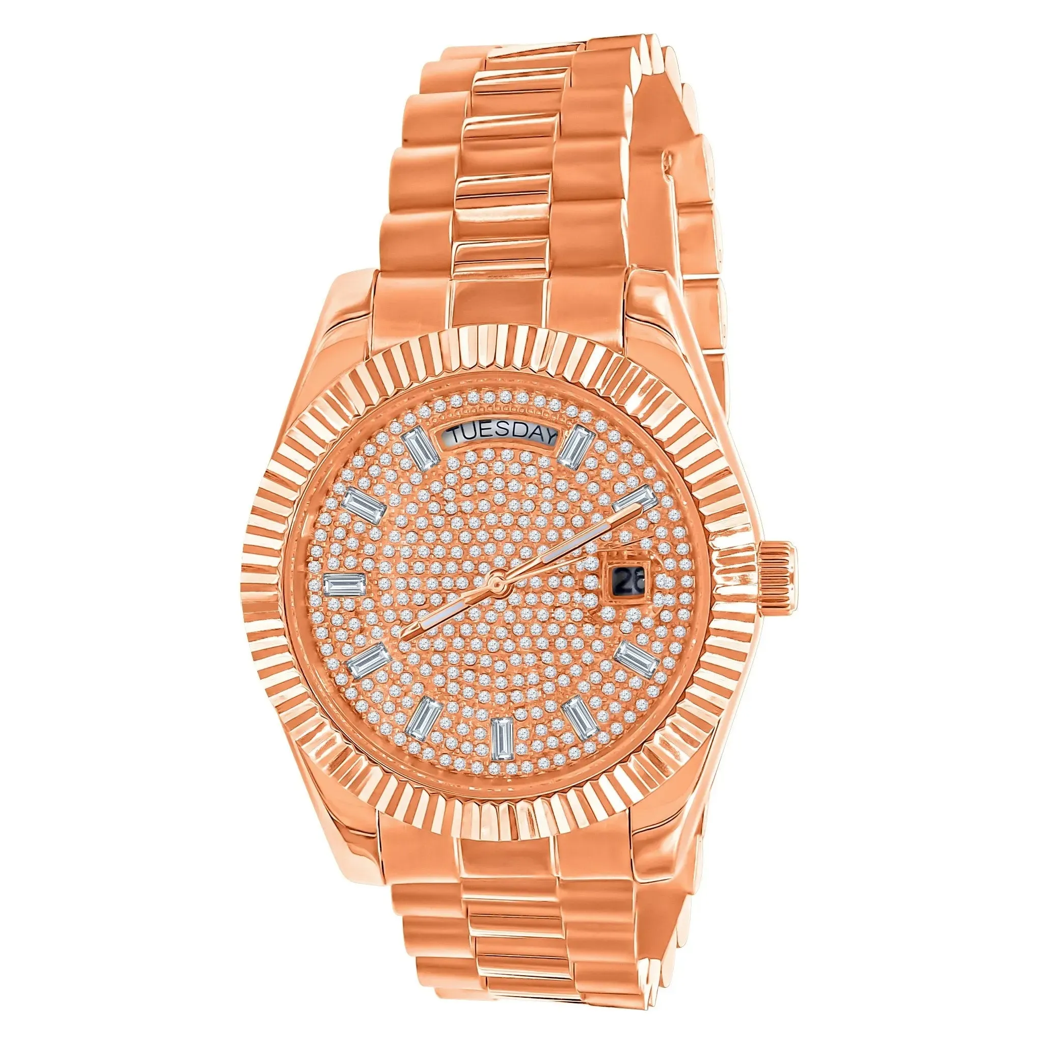 LUXURIOUS HIP HOP METAL TIMEPIECE EMBELLISHED WITH SPARKLING CZ STONES