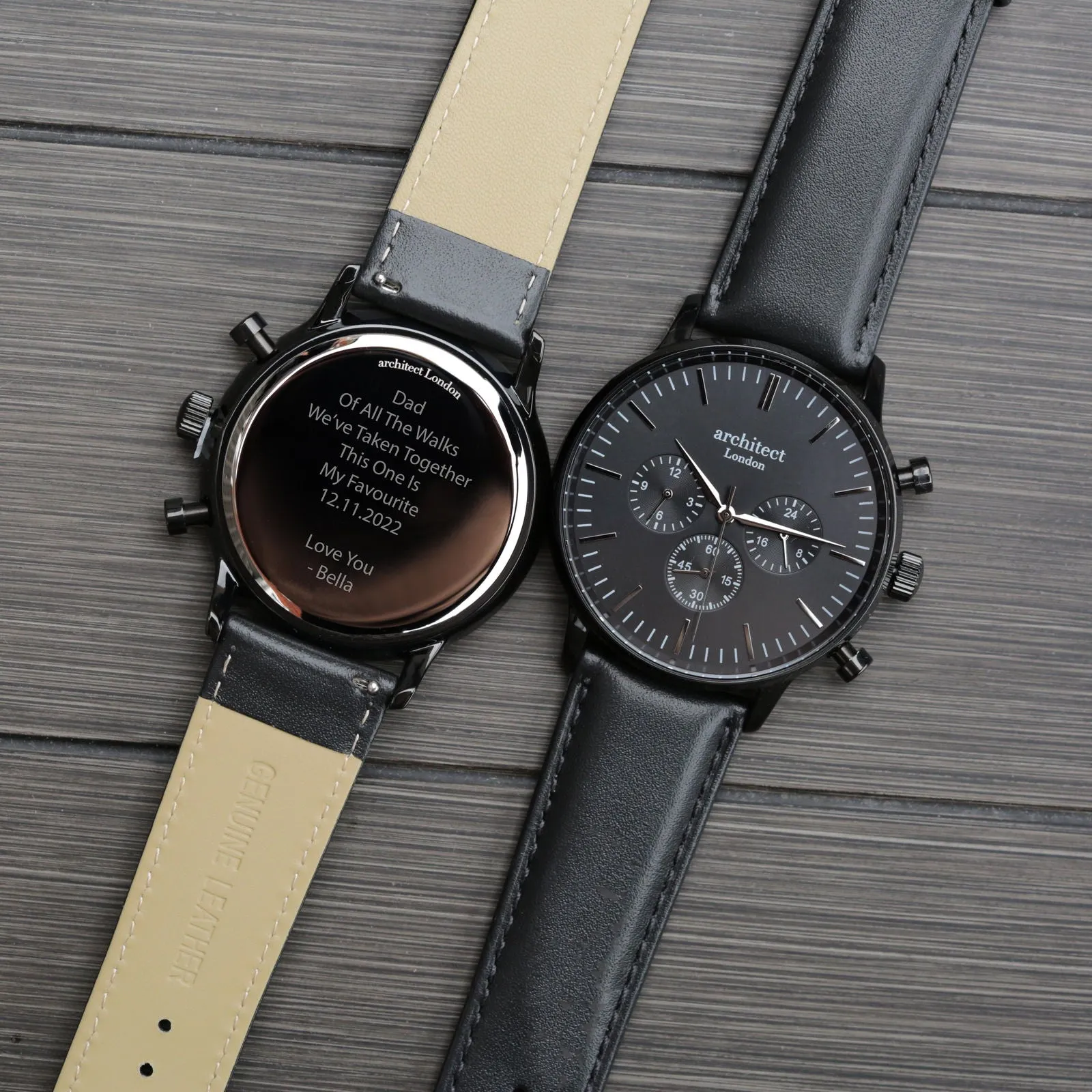 Men's Architect Motivator Engraved Watch In Black