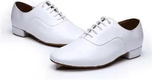 Men's Latin Dance Shoes Men Dance Shoes Latin Ballroom Dance Shoes Low Heel Modern Indoor Men Tango Waltz Salsa Danicng Shoes(White,43)