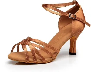 Minishion Women's Girls Classic Satin Latin Ballroom Performance Dancing Shoes Wedding Party Evening Sandals