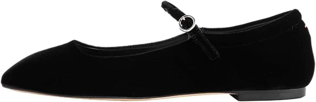 miss left Women's Adorable Closed Square Toe Mary Jane Flats Adjustable Strap Buckle Ballet Flat Comfort Dance Ballroom Shoes Size 4-16 US
