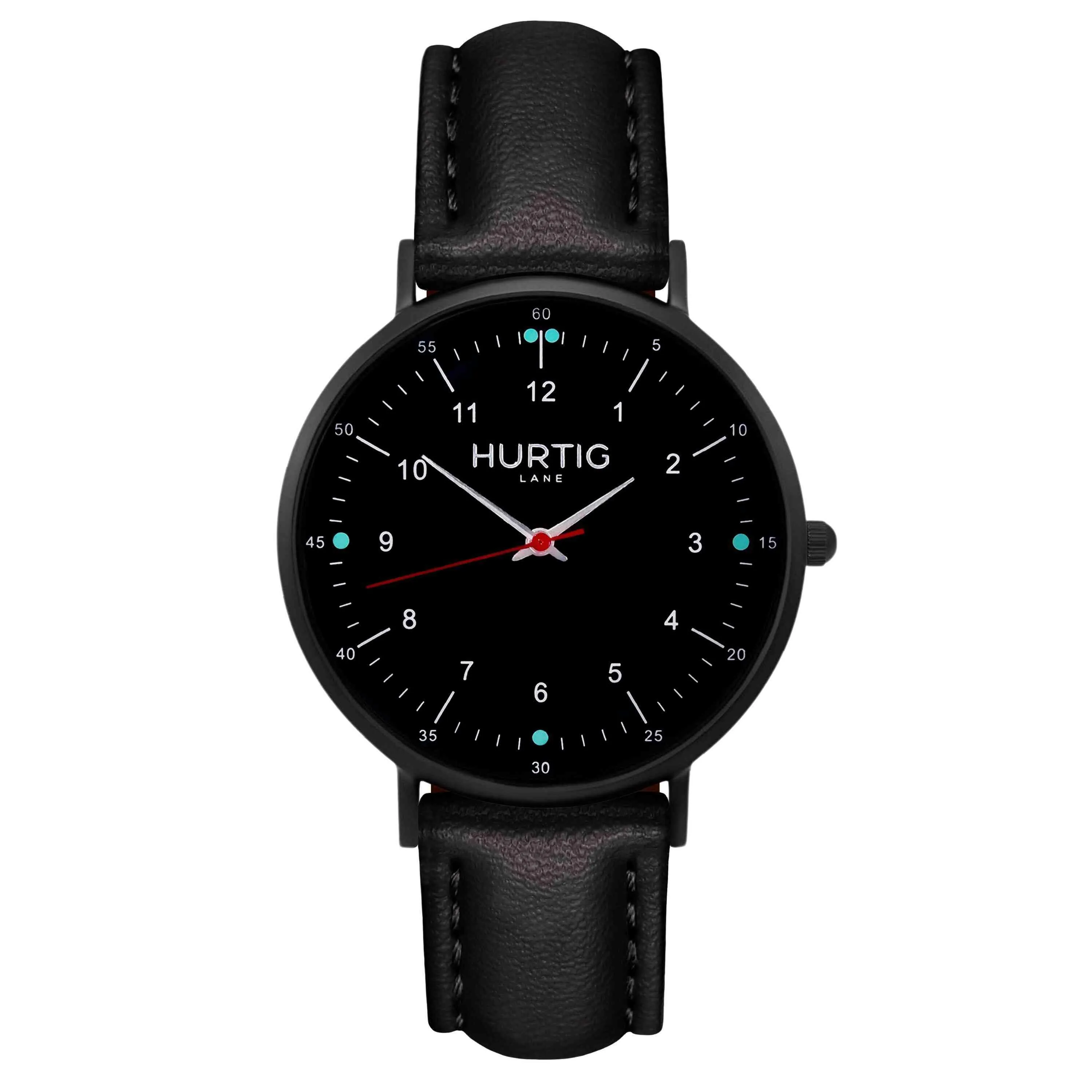 Moderno Vegan Leather Watch All Black & Midnight Blue