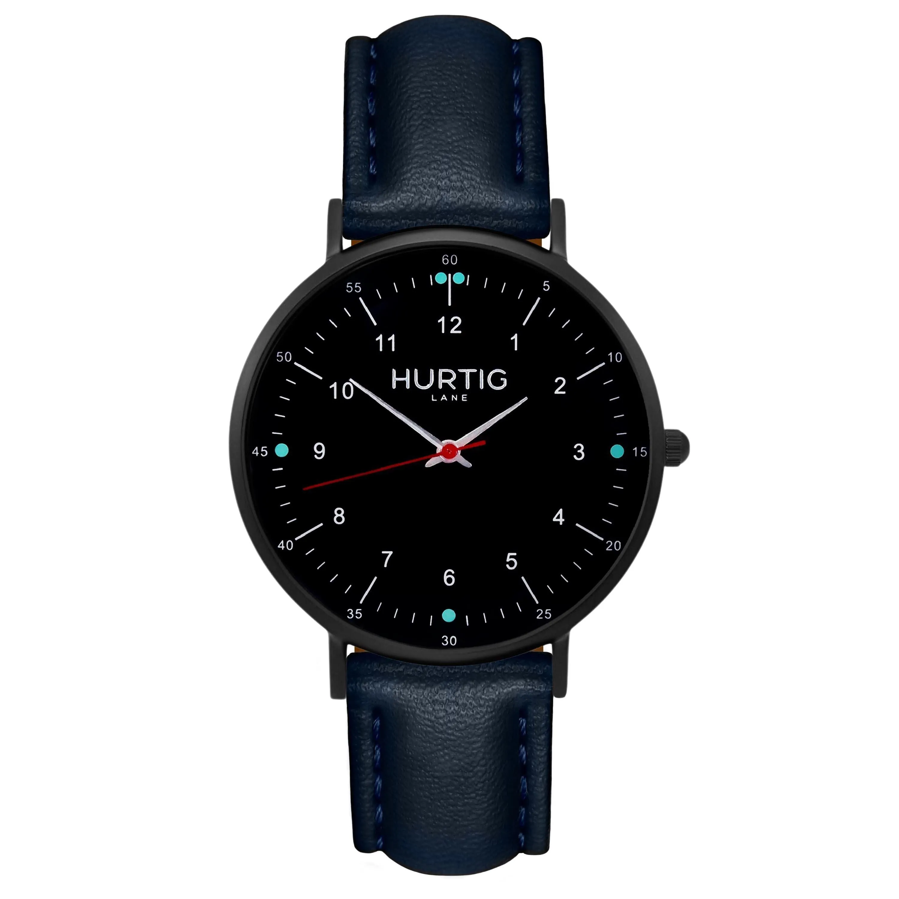 Moderno Vegan Leather Watch All Black & Midnight Blue
