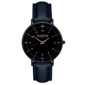 Moderno Vegan Leather Watch All Black & Midnight Blue