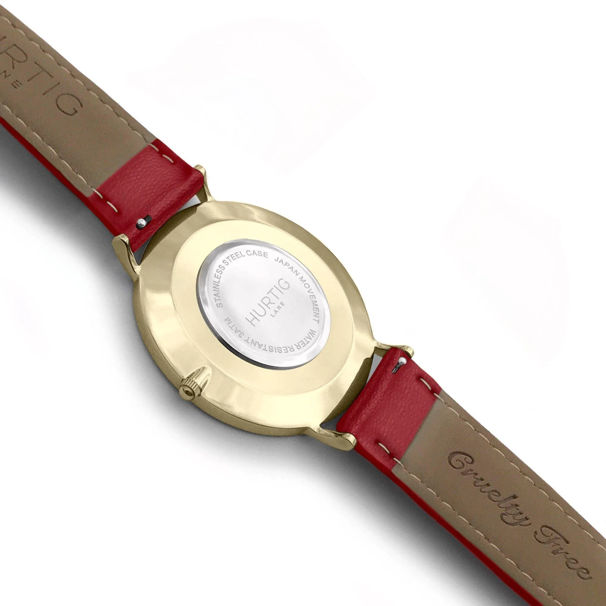 Moderno Vegan Leather Watch Gold, Black & Red
